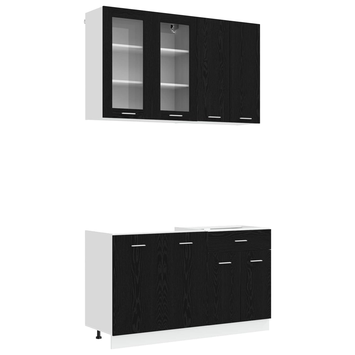 vidaXL Μονάδα κουζίνας LYON 4 pcs Μαύρη Δρυς Επεξεργασμένο Ξύλο
