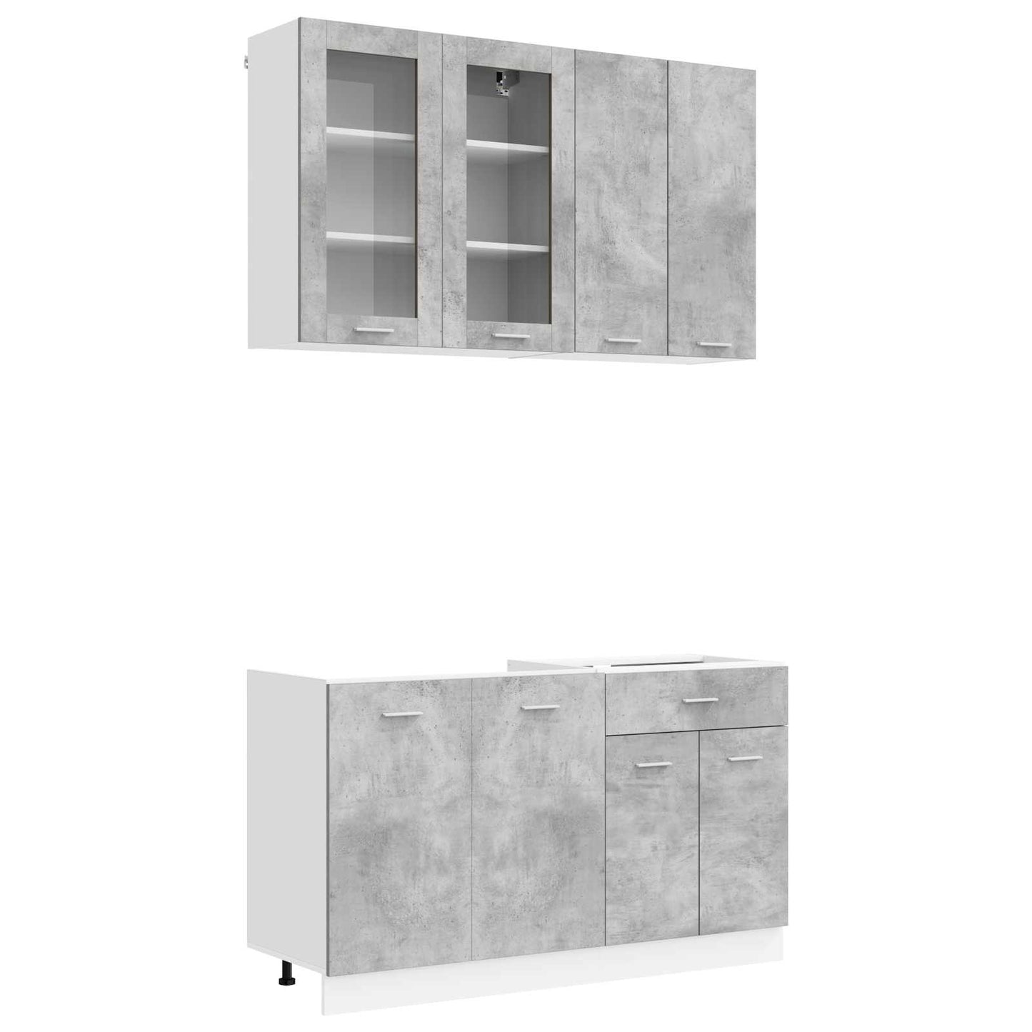 vidaXL Μονάδα κουζίνας LYON 4 pcs Γκρι Σκυροδέματος Επεξεργασμένο Ξύλο
