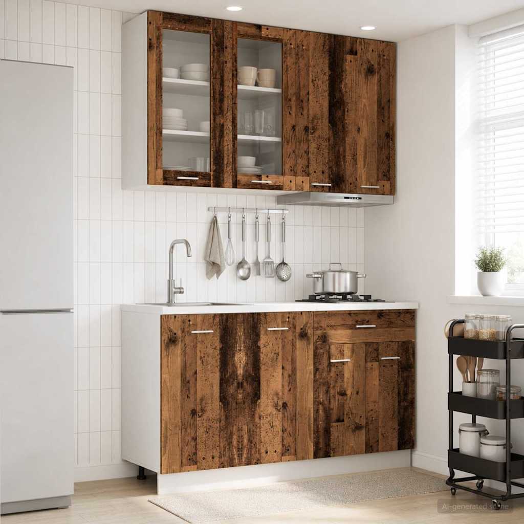 vidaXL Μονάδα κουζίνας LYON 4 pcs Παλαιωμένο ξύλο Επεξεργασμένο Ξύλο