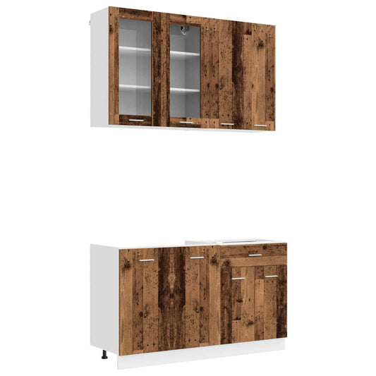 vidaXL Μονάδα κουζίνας LYON 4 pcs Παλαιωμένο ξύλο Επεξεργασμένο Ξύλο