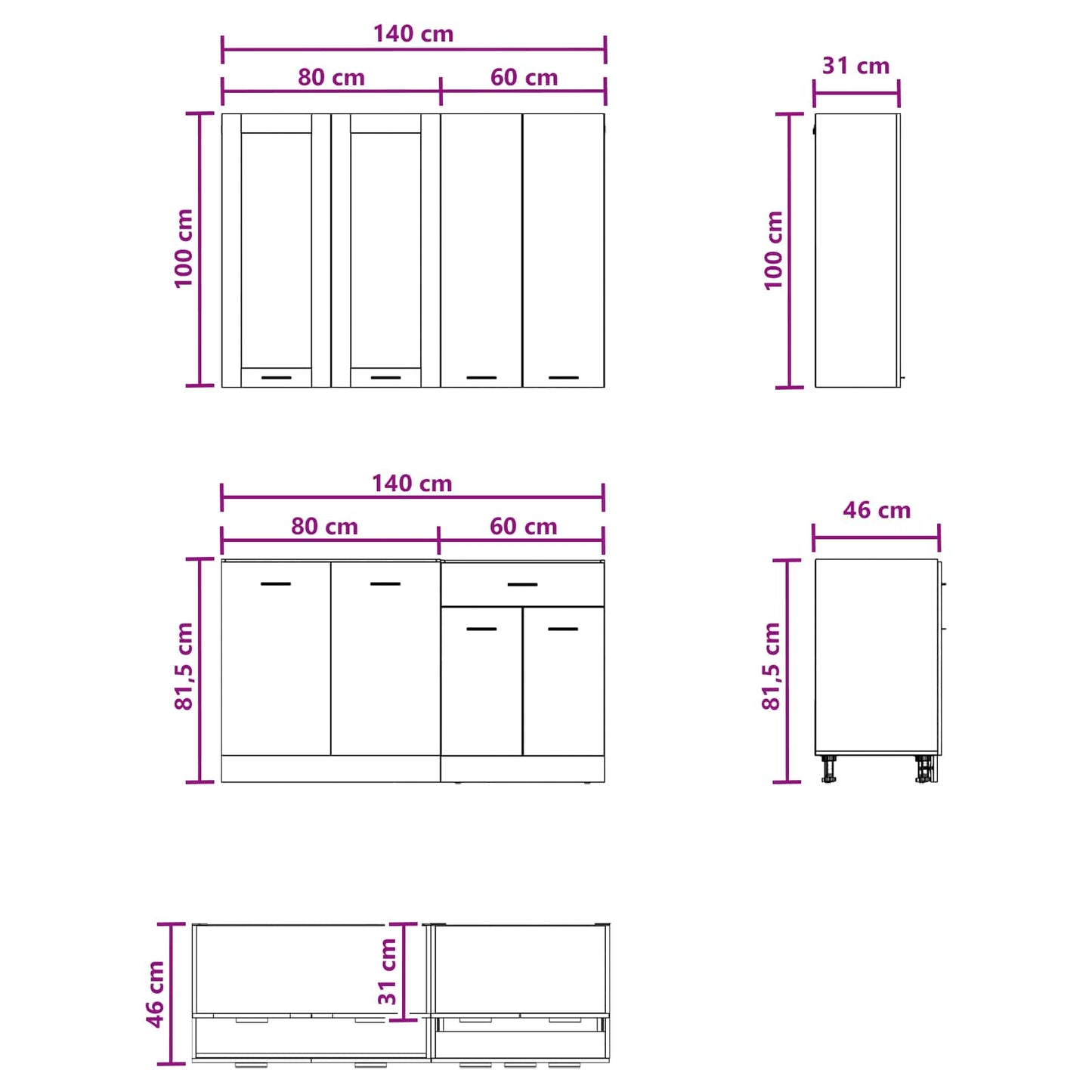 vidaXL Μονάδα κουζίνας LYON 4 pcs Sonoma Δρυς Επεξεργασμένο Ξύλο
