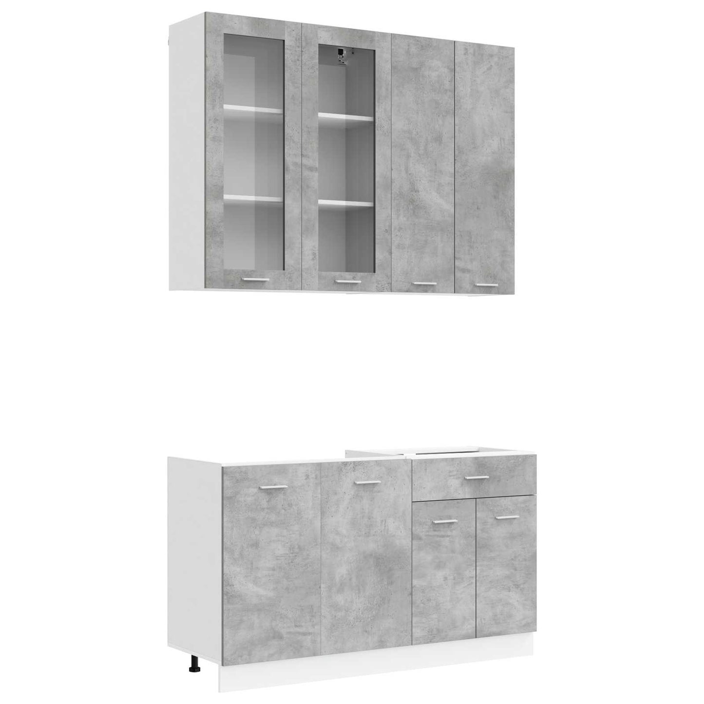 vidaXL Μονάδα κουζίνας LYON 4 pcs Γκρι Σκυροδέματος Επεξεργασμένο Ξύλο