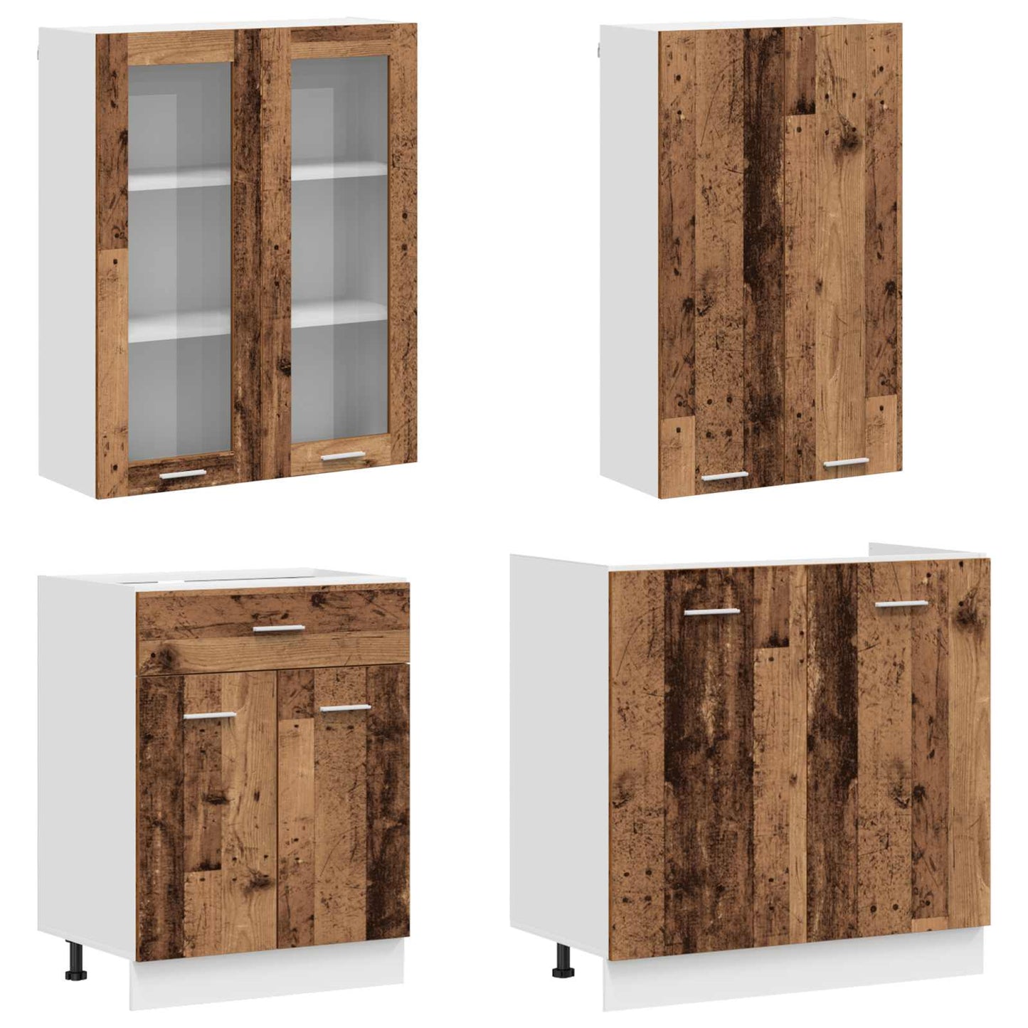 vidaXL Μονάδα κουζίνας LYON 4 pcs Παλαιωμένο ξύλο Επεξεργασμένο Ξύλο