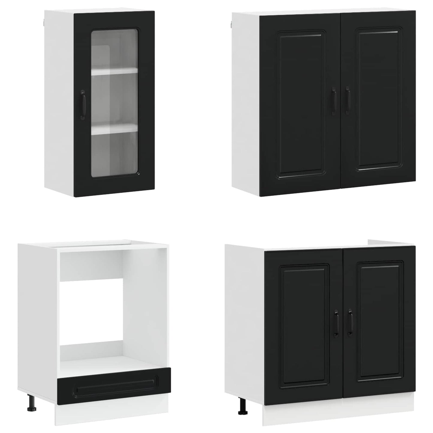 vidaXL Μονάδα κουζίνας KALMAR 8 pcs Μαύρο Επεξεργασμένο Ξύλο