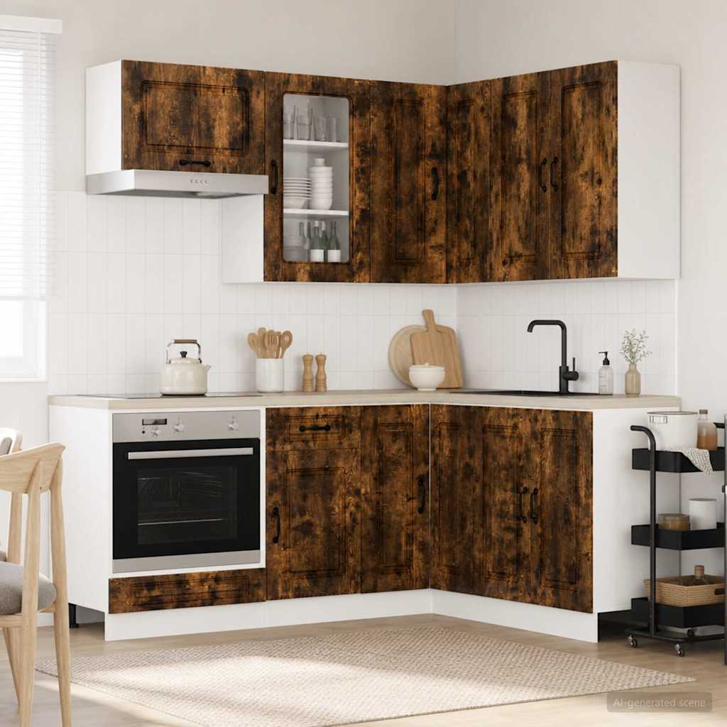 vidaXL Μονάδα κουζίνας KALMAR 8 pcs Καπνισμένο Ξύλο Δρυός