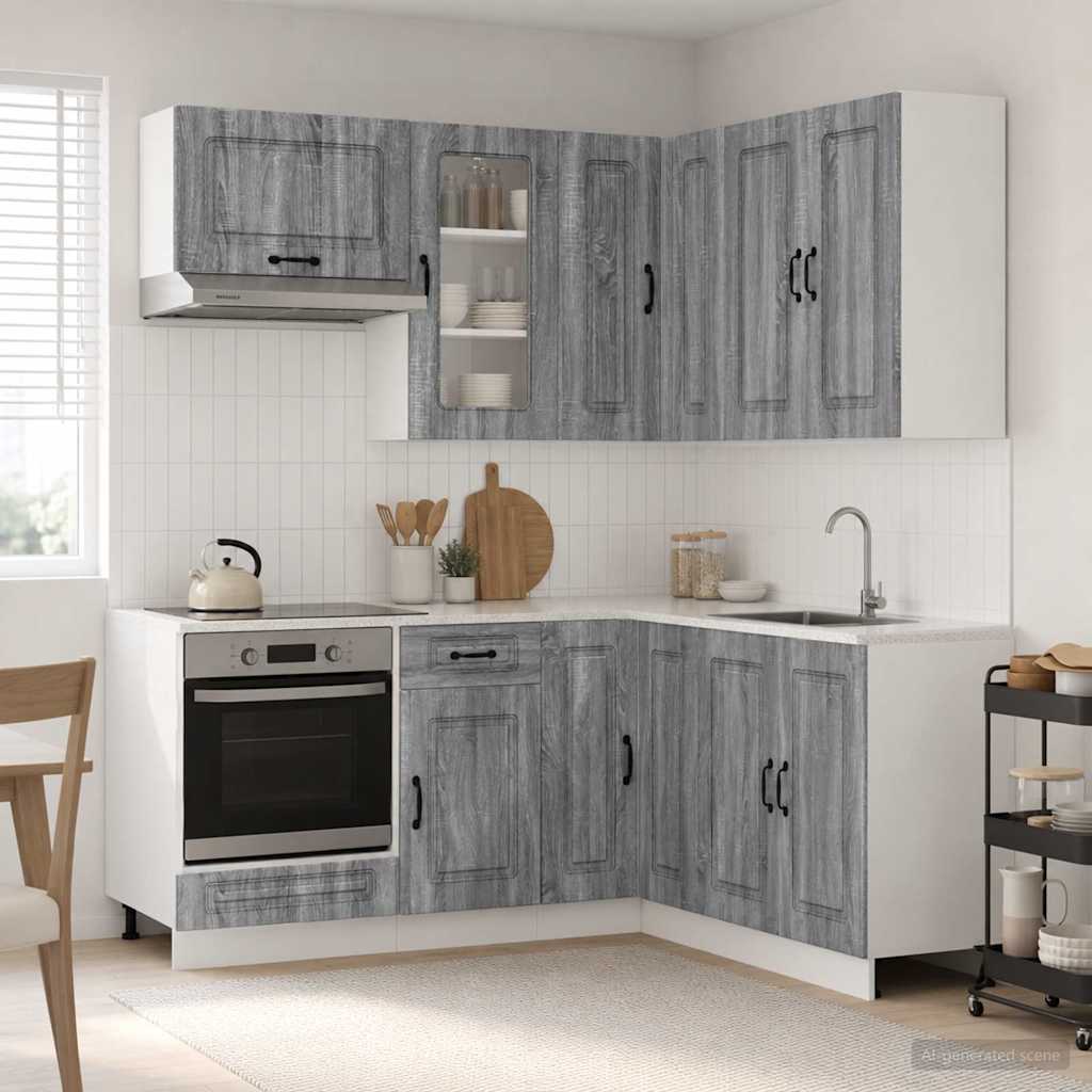 vidaXL Μονάδα κουζίνας KALMAR 8 pcs Γκρι Sonoma Επεξεργασμένο Ξύλο