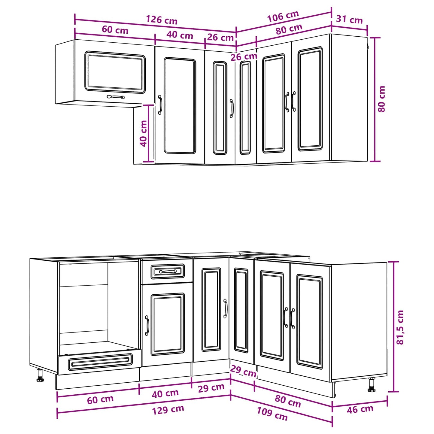 vidaXL Μονάδα κουζίνας KALMAR 8 pcs Γκρι Sonoma Επεξεργασμένο Ξύλο