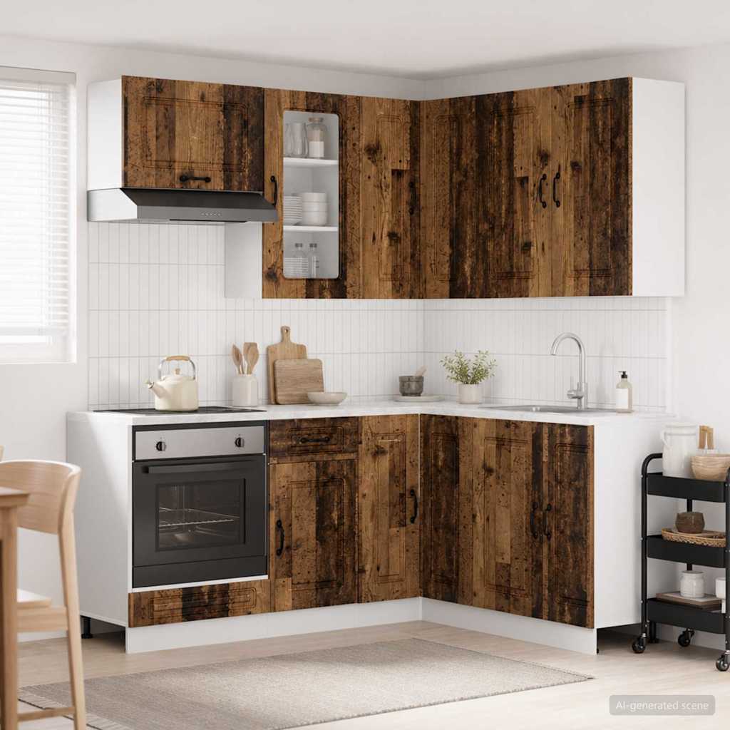 vidaXL Μονάδα κουζίνας KALMAR 8 pcs Παλαιωμένο ξύλο Επεξεργασμένο Ξύλο