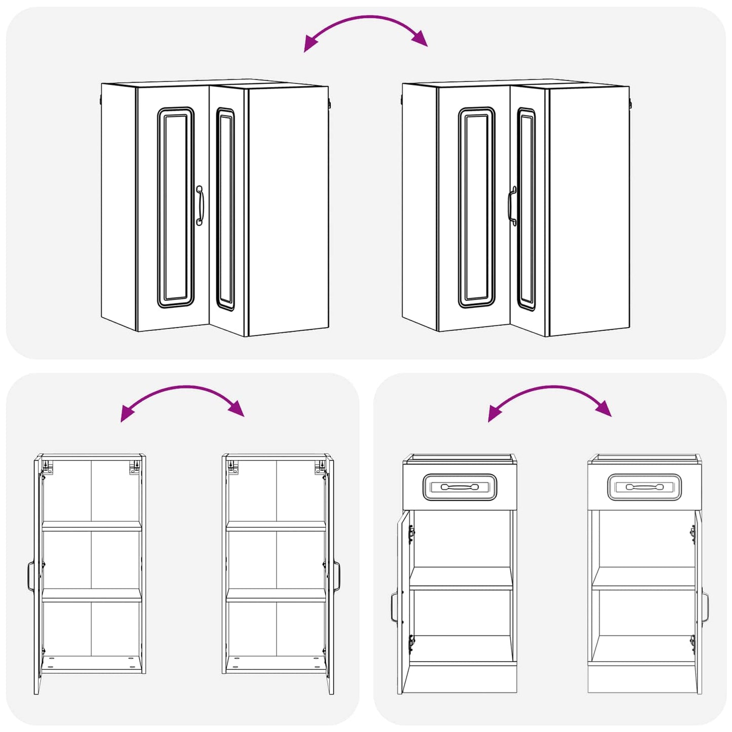 vidaXL Μονάδα κουζίνας KALMAR 8 pcs Παλαιωμένο ξύλο Επεξεργασμένο Ξύλο