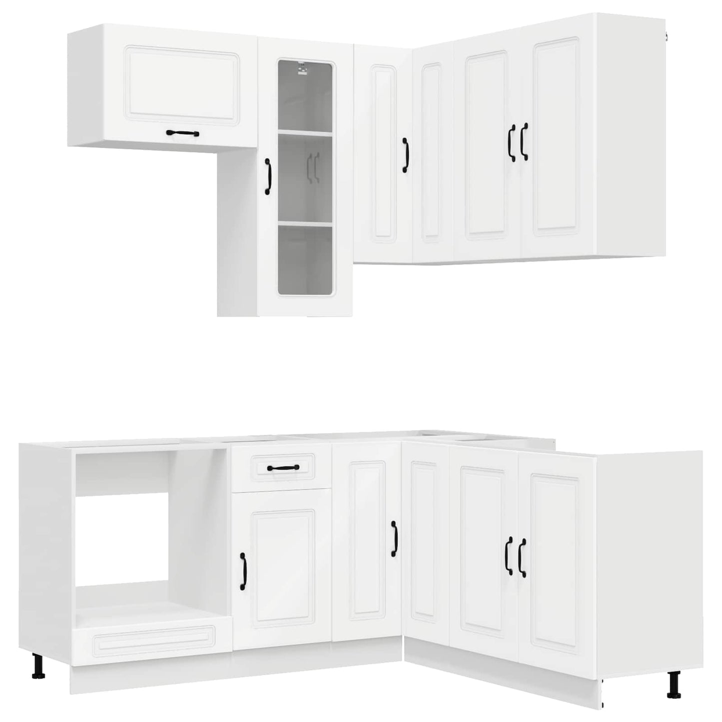 vidaXL Μονάδα κουζίνας KALMAR 8 pcs Λευκό Επεξεργασμένο Ξύλο