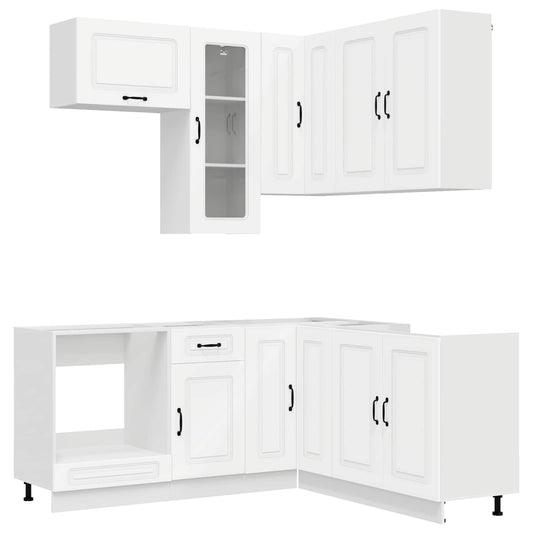 vidaXL Μονάδα κουζίνας KALMAR 8 pcs Λευκό Επεξεργασμένο Ξύλο