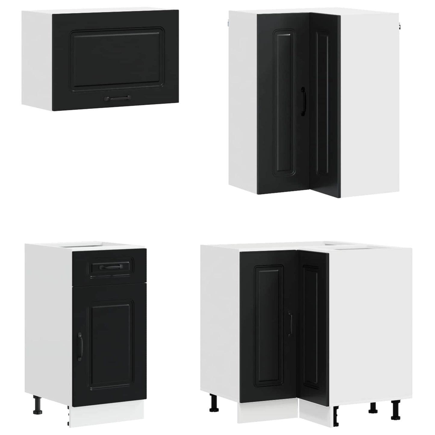 vidaXL Μονάδα κουζίνας KALMAR 8 pcs Μαύρο Επεξεργασμένο Ξύλο
