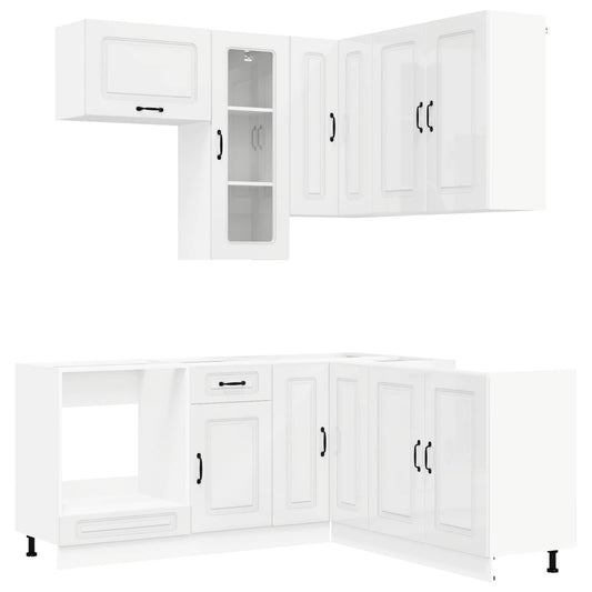 vidaXL Μονάδα κουζίνας KALMAR 8 pcs Γυαλιστερό Λευκό