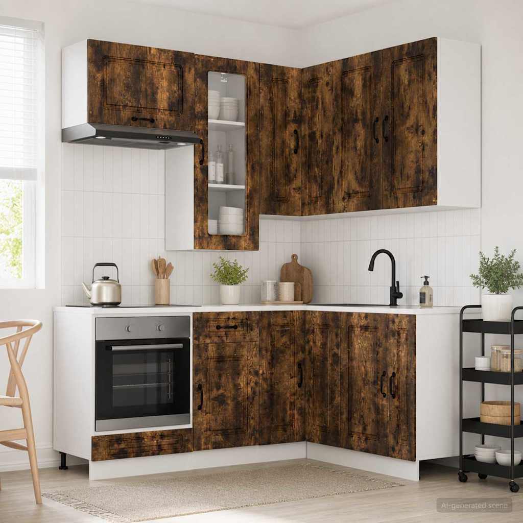vidaXL Μονάδα κουζίνας KALMAR 8 pcs Καπνισμένο Ξύλο Δρυός