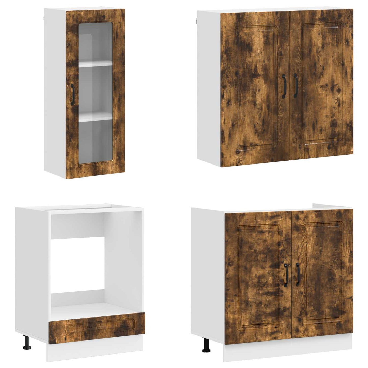 vidaXL Μονάδα κουζίνας KALMAR 8 pcs Καπνισμένο Ξύλο Δρυός