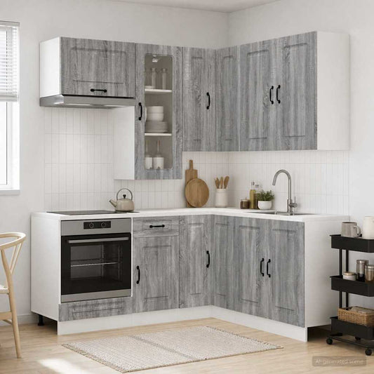 vidaXL Μονάδα κουζίνας KALMAR 8 pcs Γκρι Sonoma Επεξεργασμένο Ξύλο