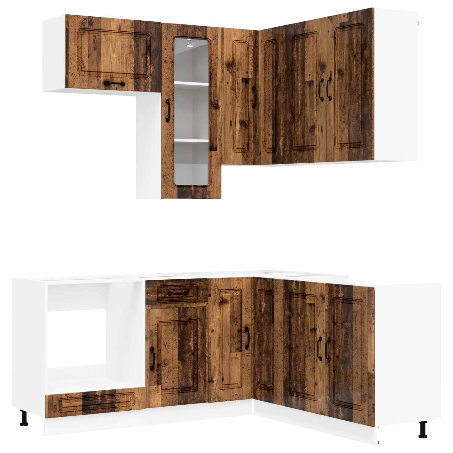 vidaXL Μονάδα κουζίνας KALMAR 8 pcs Παλαιωμένο ξύλο Επεξεργασμένο Ξύλο