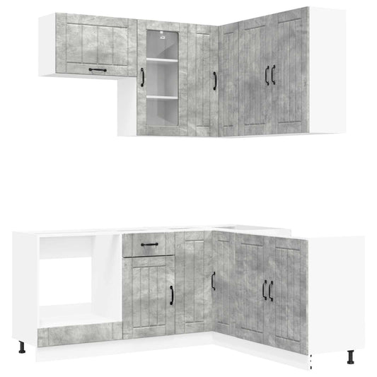 vidaXL Μονάδα κουζίνας LUCCA 8 pcs Γκρι Σκυροδέματος