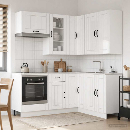 vidaXL Μονάδα κουζίνας LUCCA 8 pcs Γυαλιστερό Λευκό Επεξεργασμένο Ξύλο