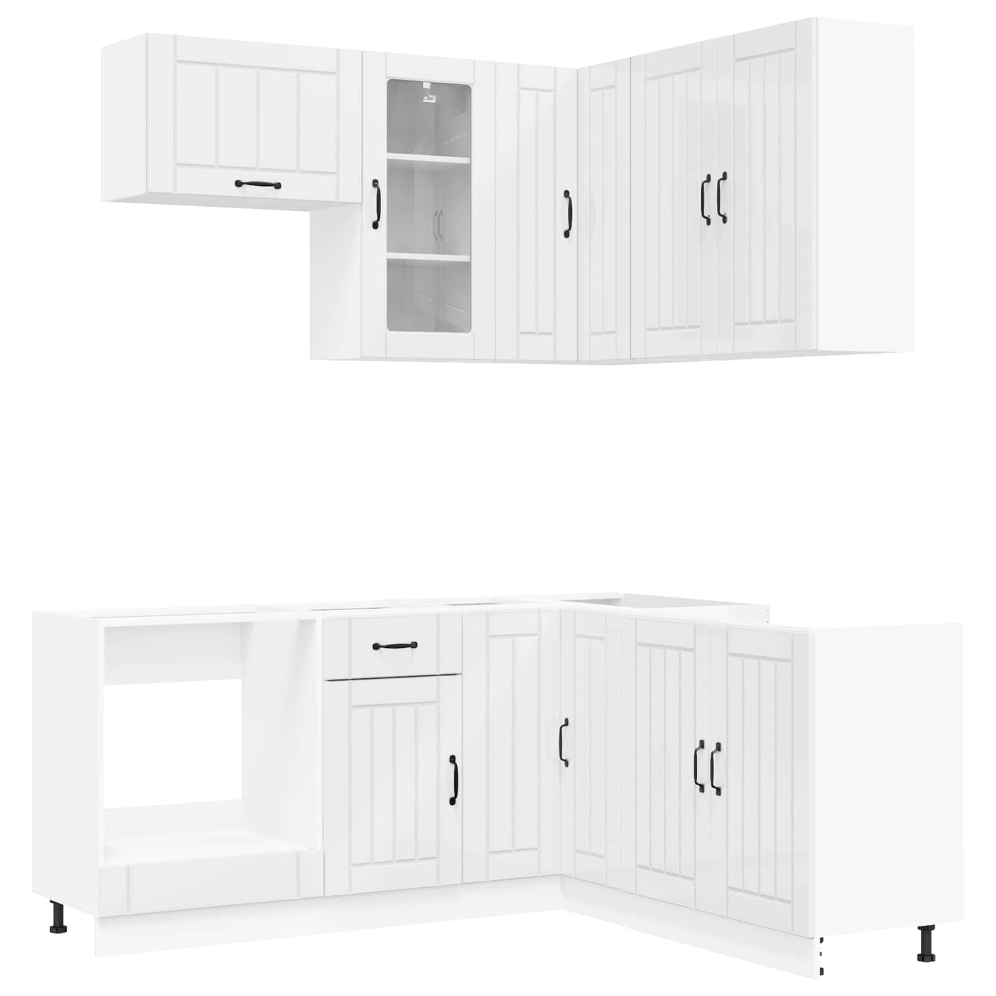 vidaXL Μονάδα κουζίνας LUCCA 8 pcs Γυαλιστερό Λευκό Επεξεργασμένο Ξύλο