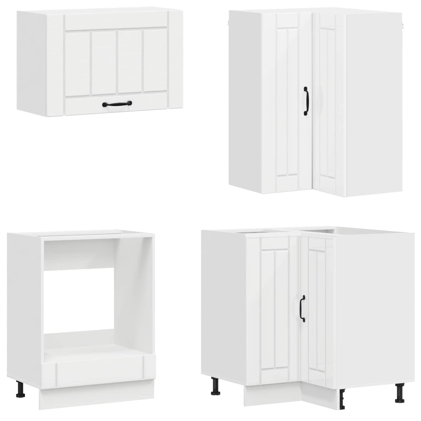 vidaXL Μονάδα κουζίνας LUCCA 8 pcs Γυαλιστερό Λευκό Επεξεργασμένο Ξύλο