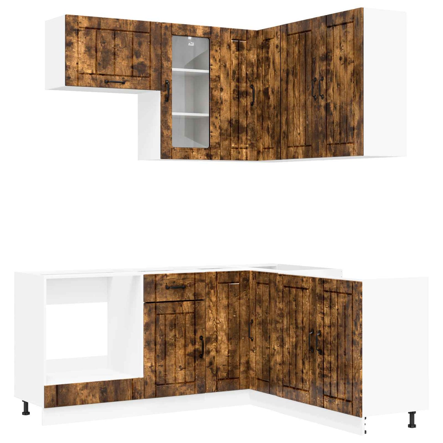 vidaXL Μονάδα κουζίνας LUCCA 8 pcs Καπνισμένο Ξύλο Δρυός