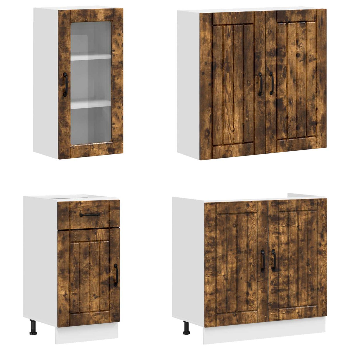 vidaXL Μονάδα κουζίνας LUCCA 8 pcs Καπνισμένο Ξύλο Δρυός