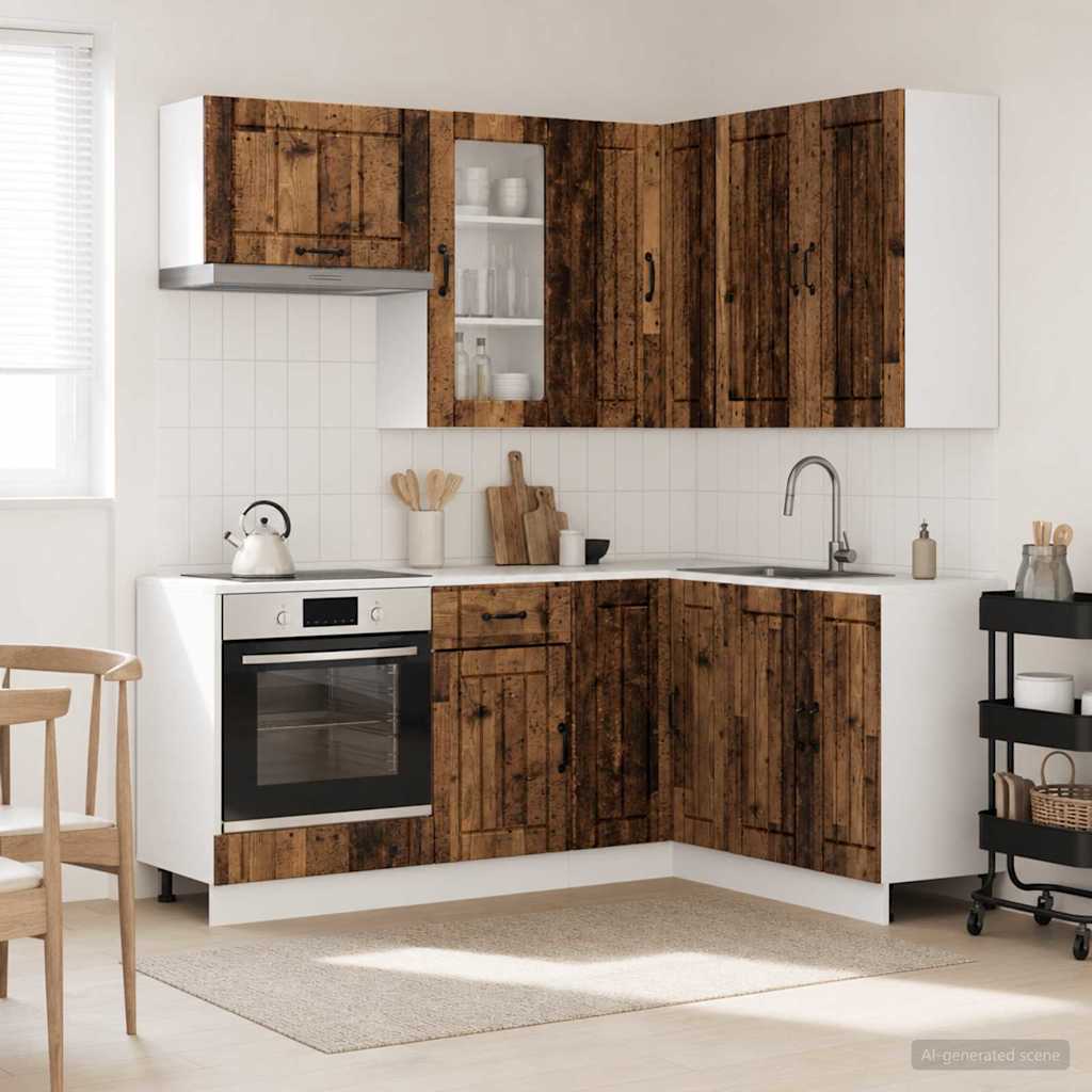 vidaXL Μονάδα κουζίνας LUCCA 8 pcs Παλαιωμένο ξύλο Επεξεργασμένο Ξύλο