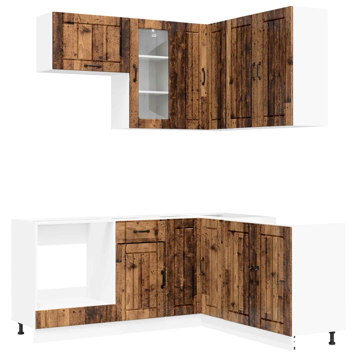 vidaXL Μονάδα κουζίνας LUCCA 8 pcs Παλαιωμένο ξύλο Επεξεργασμένο Ξύλο