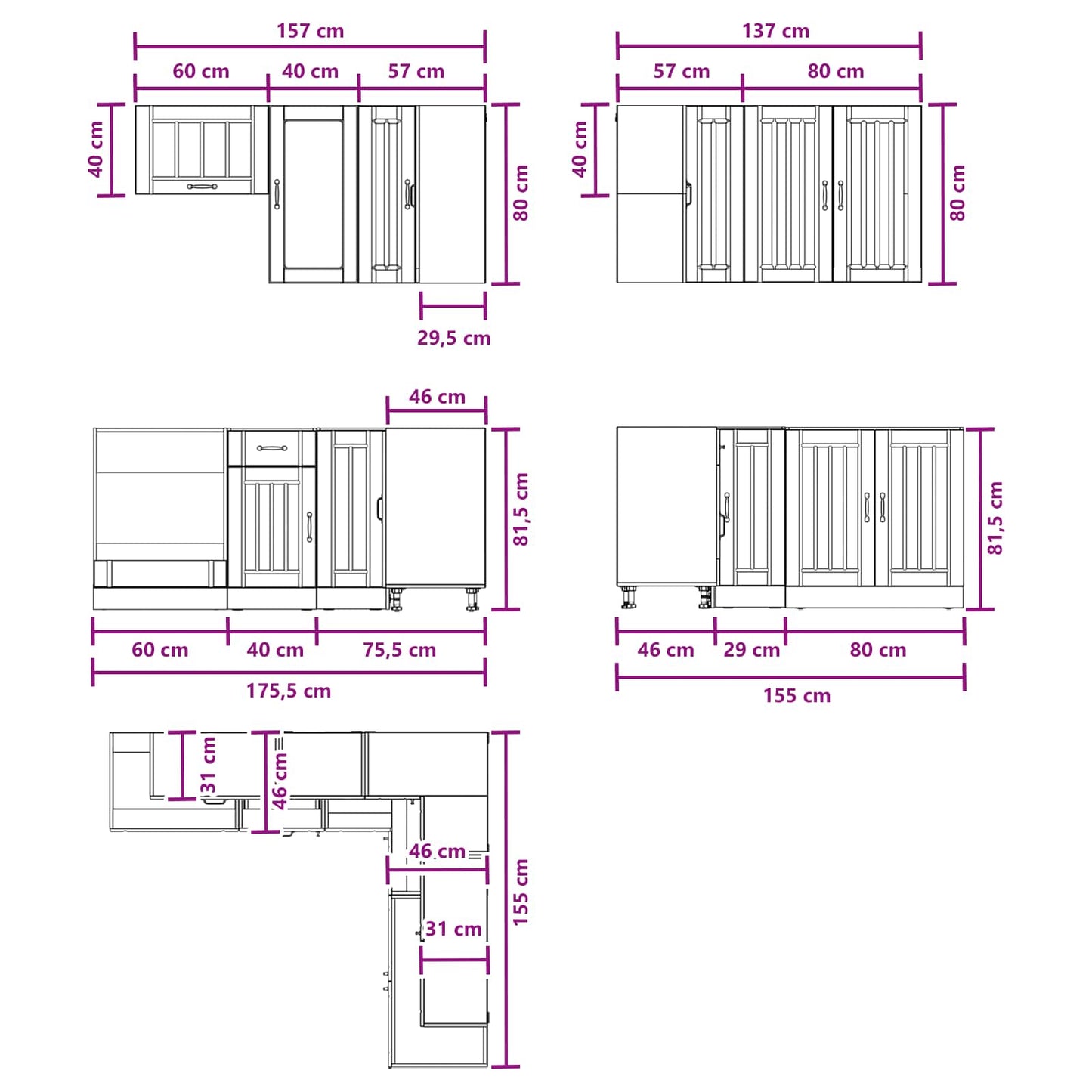 vidaXL Μονάδα κουζίνας LUCCA 8 pcs Artisan Δρυς Επεξεργασμένο Ξύλο