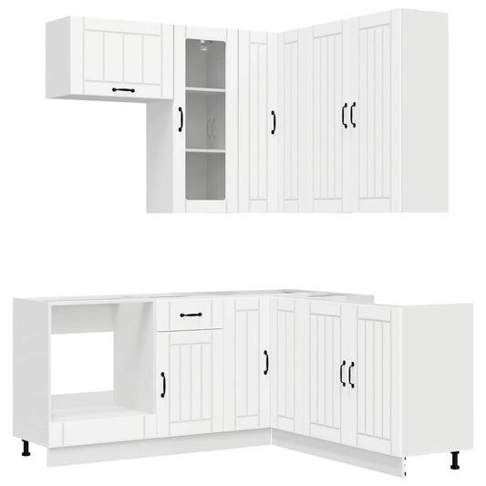 vidaXL Μονάδα κουζίνας LUCCA 8 pcs Λευκό Επεξεργασμένο Ξύλο