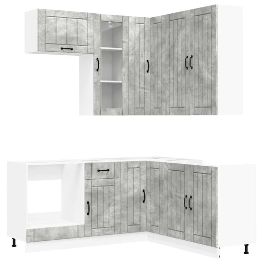 vidaXL Μονάδα κουζίνας LUCCA 8 pcs Γκρι Σκυροδέματος