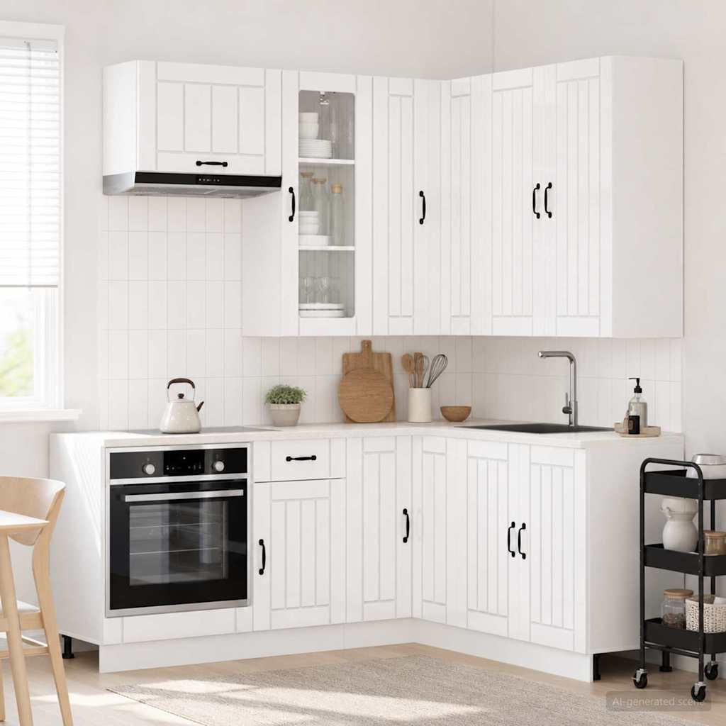 vidaXL Μονάδα κουζίνας LUCCA 8 pcs Γυαλιστερό Λευκό Επεξεργασμένο Ξύλο