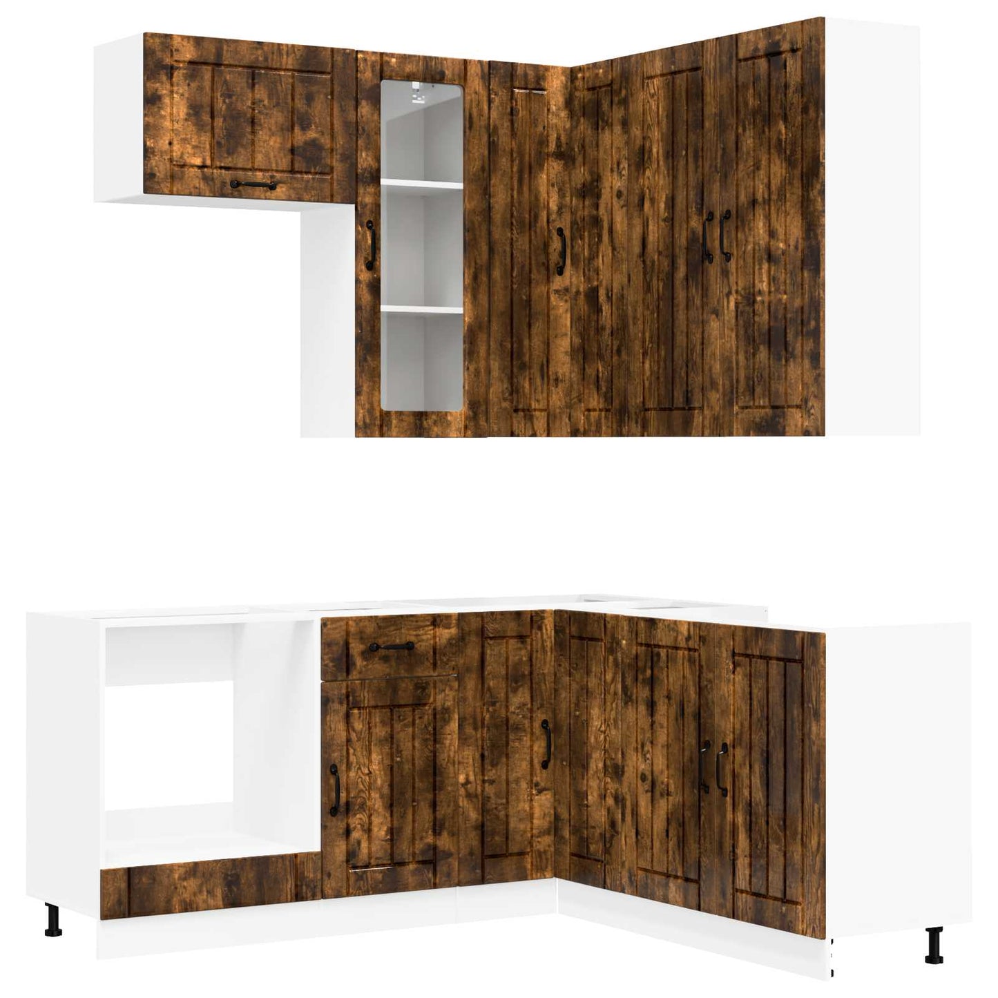 vidaXL Μονάδα κουζίνας LUCCA 8 pcs Καπνισμένο Ξύλο Δρυός