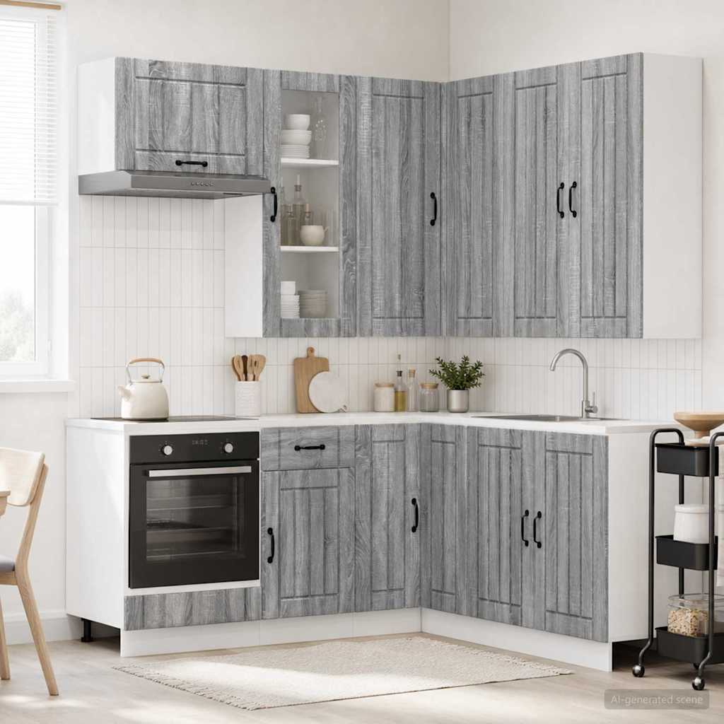 vidaXL Μονάδα κουζίνας LUCCA 8 pcs Γκρι Sonoma Επεξεργασμένο Ξύλο