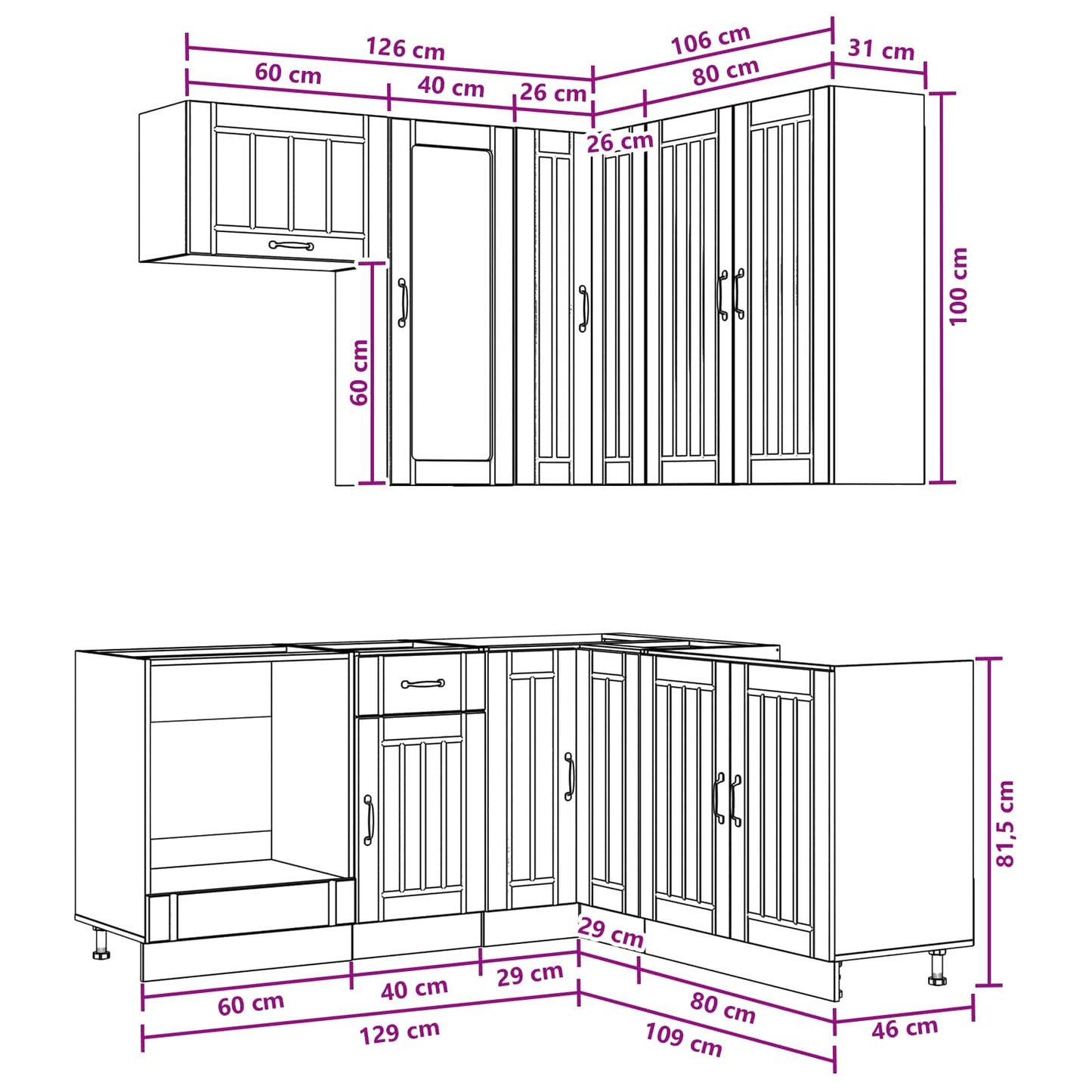 vidaXL Μονάδα κουζίνας LUCCA 8 pcs Γκρι Sonoma Επεξεργασμένο Ξύλο