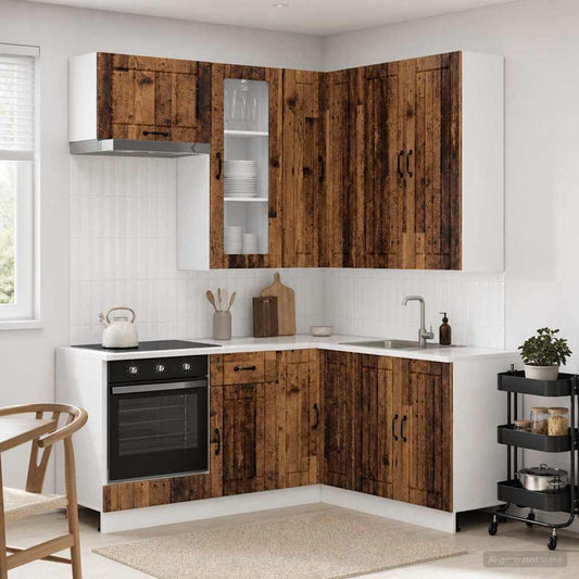 vidaXL Μονάδα κουζίνας LUCCA 8 pcs Παλαιωμένο ξύλο Επεξεργασμένο Ξύλο