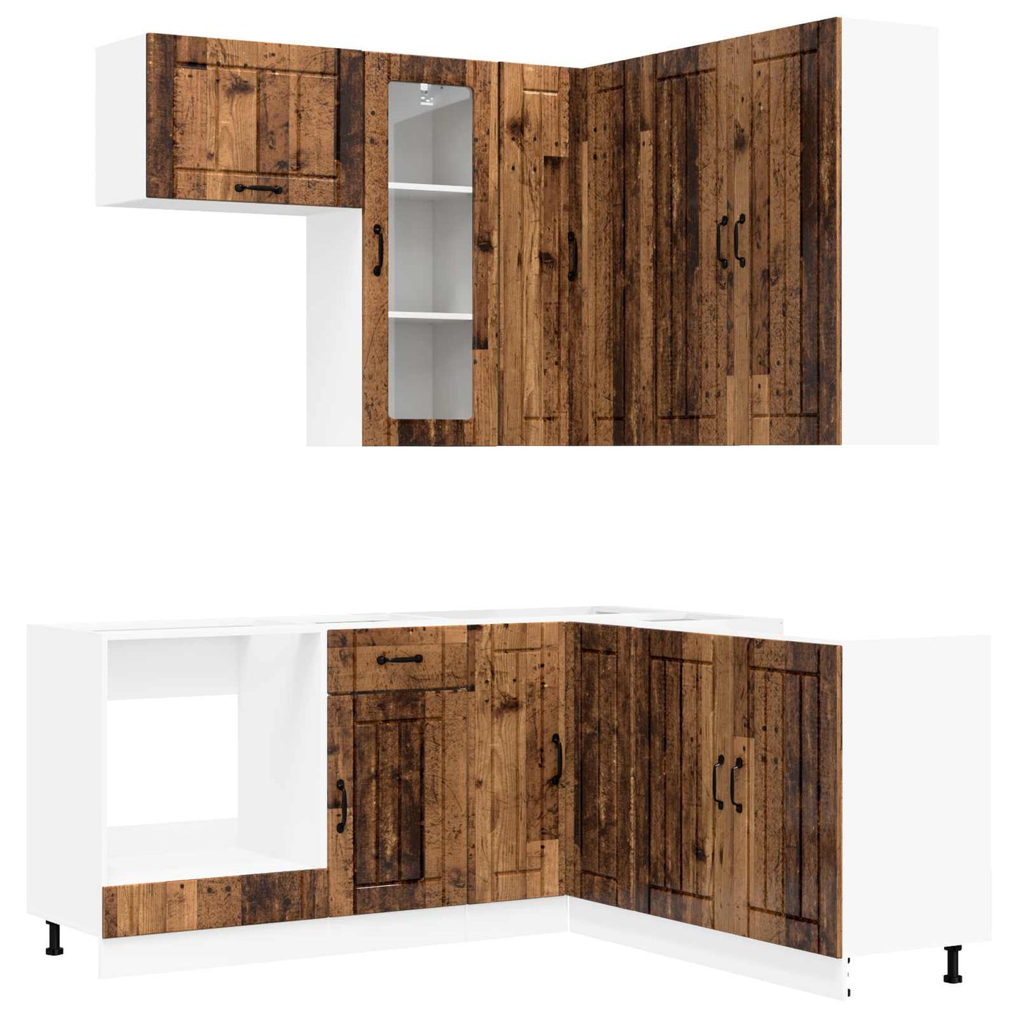 vidaXL Μονάδα κουζίνας LUCCA 8 pcs Παλαιωμένο ξύλο Επεξεργασμένο Ξύλο