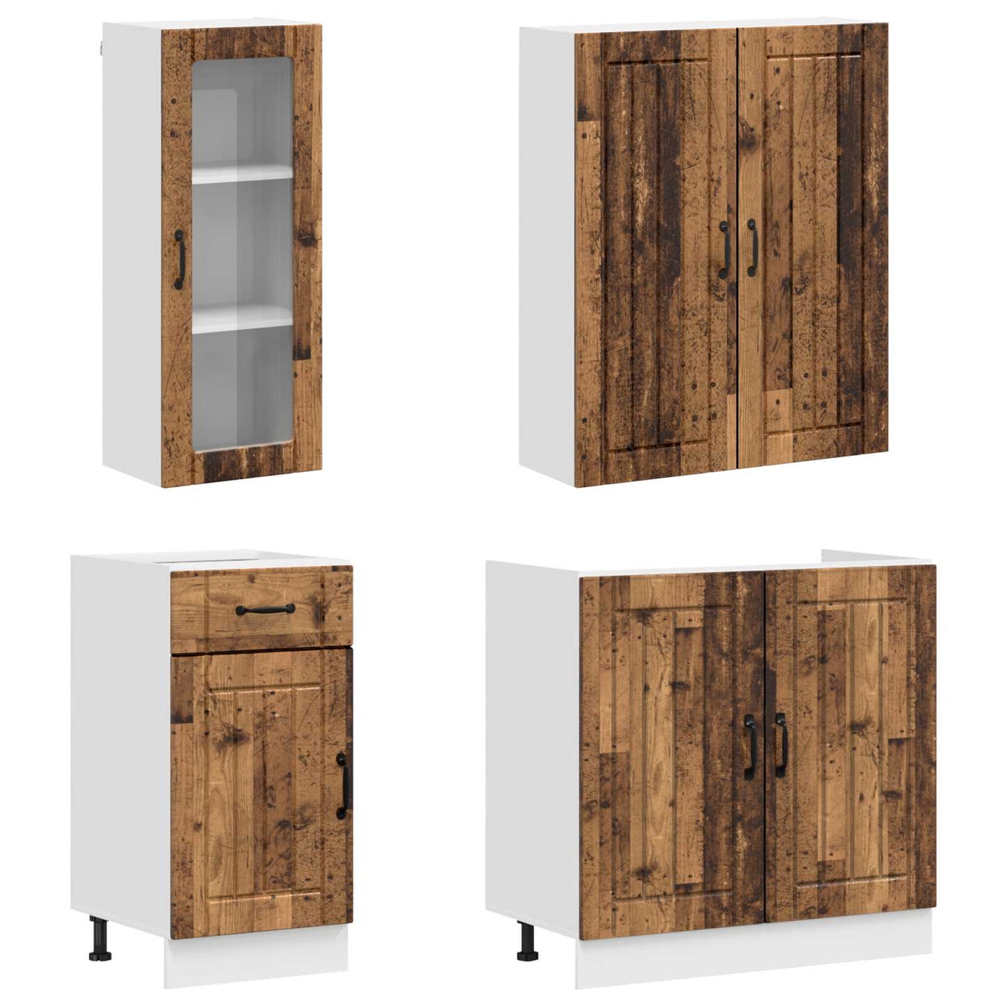 vidaXL Μονάδα κουζίνας LUCCA 8 pcs Παλαιωμένο ξύλο Επεξεργασμένο Ξύλο