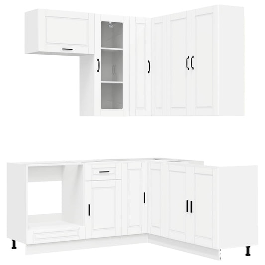 vidaXL Μονάδα κουζίνας PORTO 8 pcs Λευκό Επεξεργασμένο Ξύλο