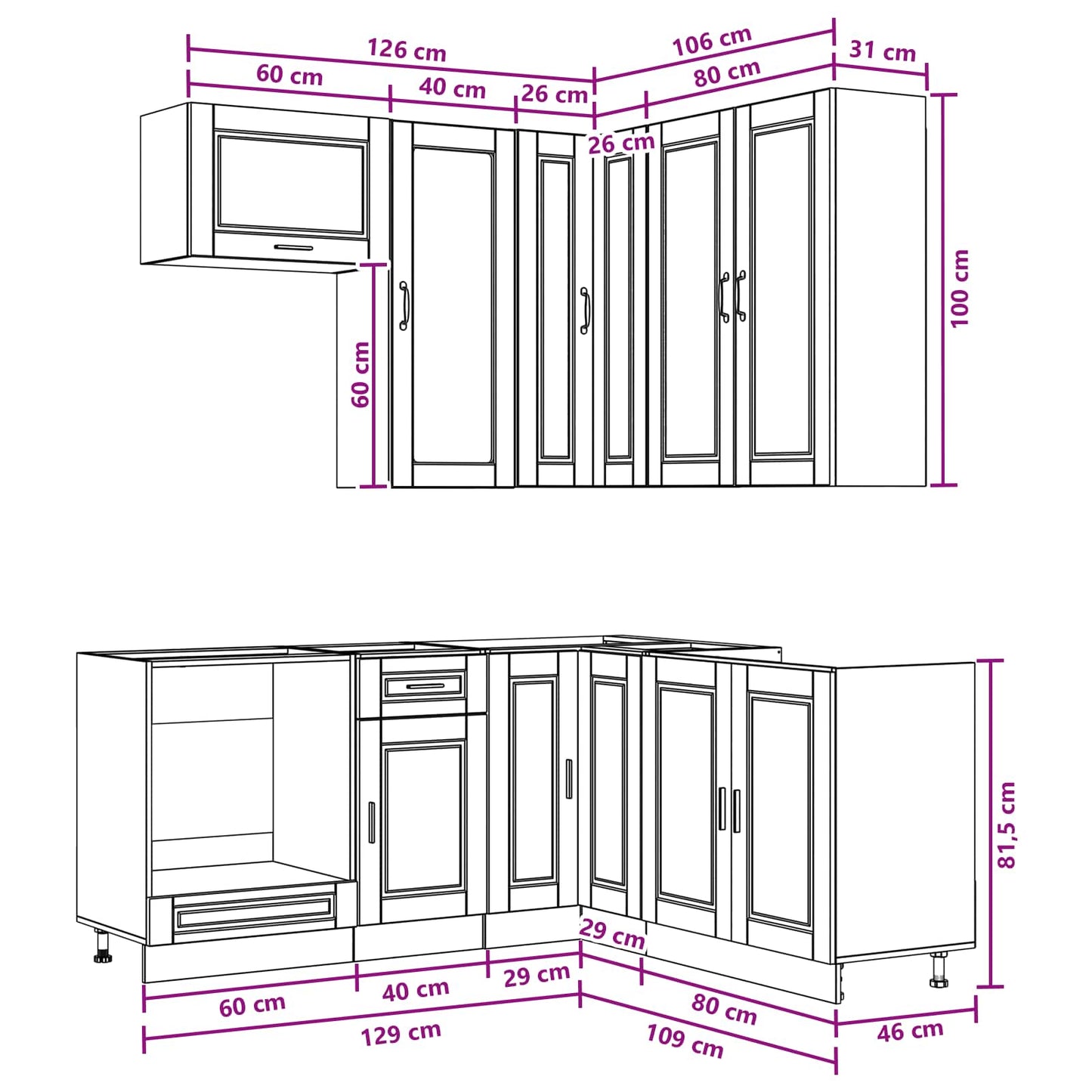 vidaXL Μονάδα κουζίνας PORTO 8 pcs Λευκό Επεξεργασμένο Ξύλο