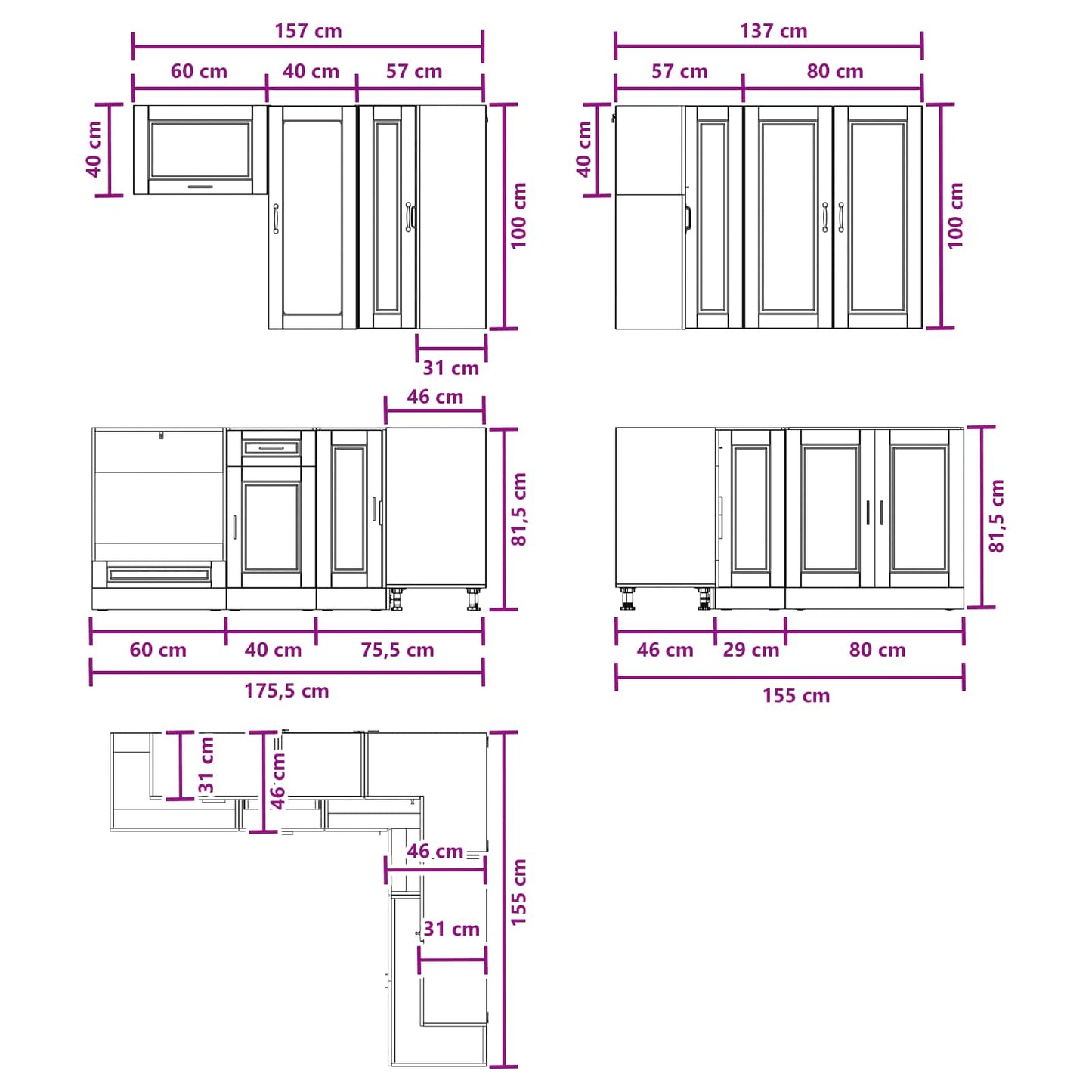 vidaXL Μονάδα κουζίνας PORTO 8 pcs Sonoma Δρυς Επεξεργασμένο Ξύλο