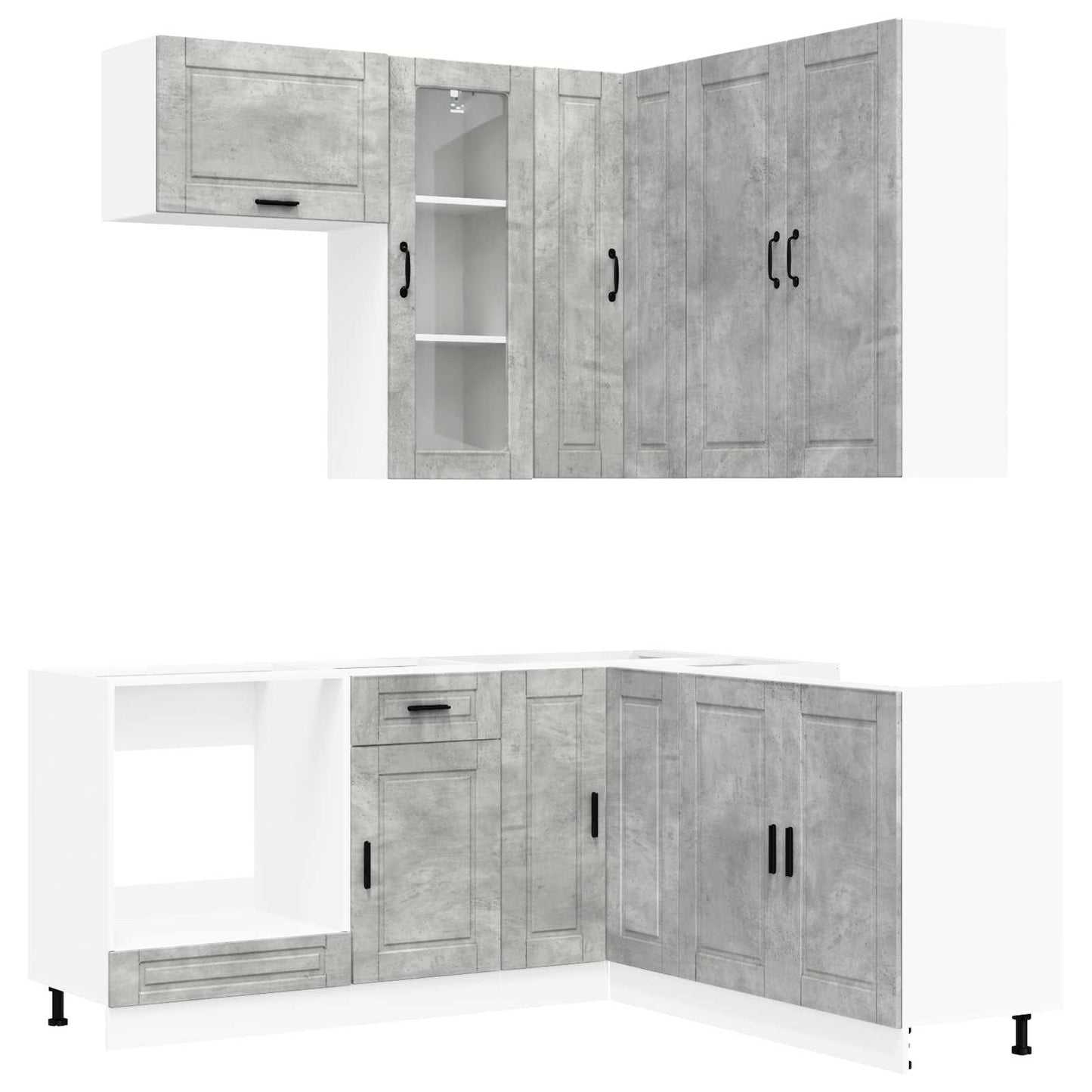 vidaXL Μονάδα κουζίνας PORTO 8 pcs Γκρι Σκυροδέματος