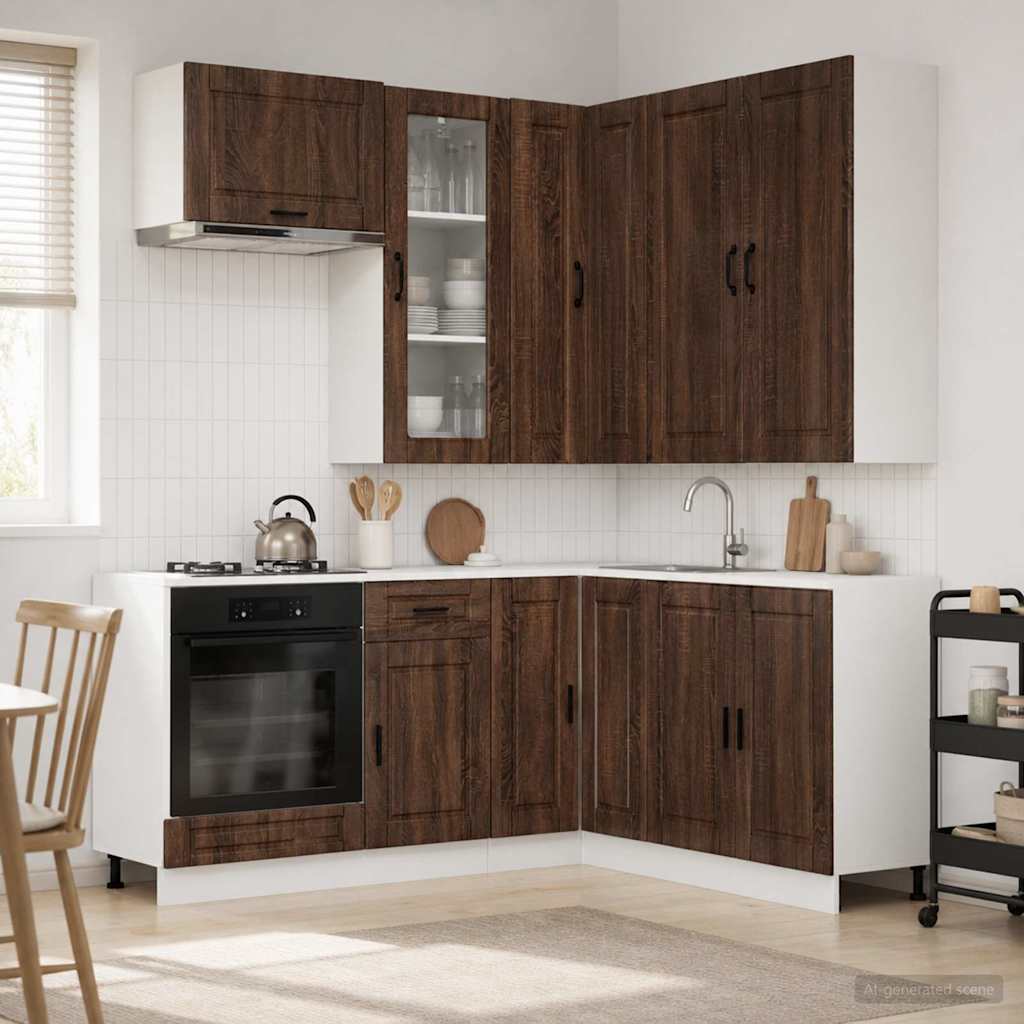 vidaXL Μονάδα κουζίνας PORTO 8 pcs Καφέ Ξύλο Δρυός Επεξεργασμένο Ξύλο
