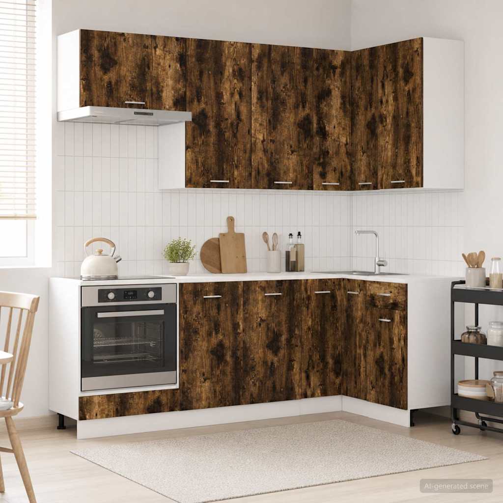 vidaXL Μονάδα κουζίνας LYON 8 pcs Καπνισμένο Ξύλο Δρυός