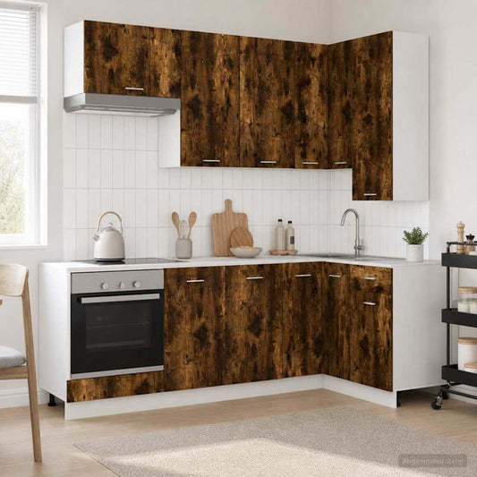 vidaXL Μονάδα κουζίνας LYON 8 pcs Καπνισμένο Ξύλο Δρυός
