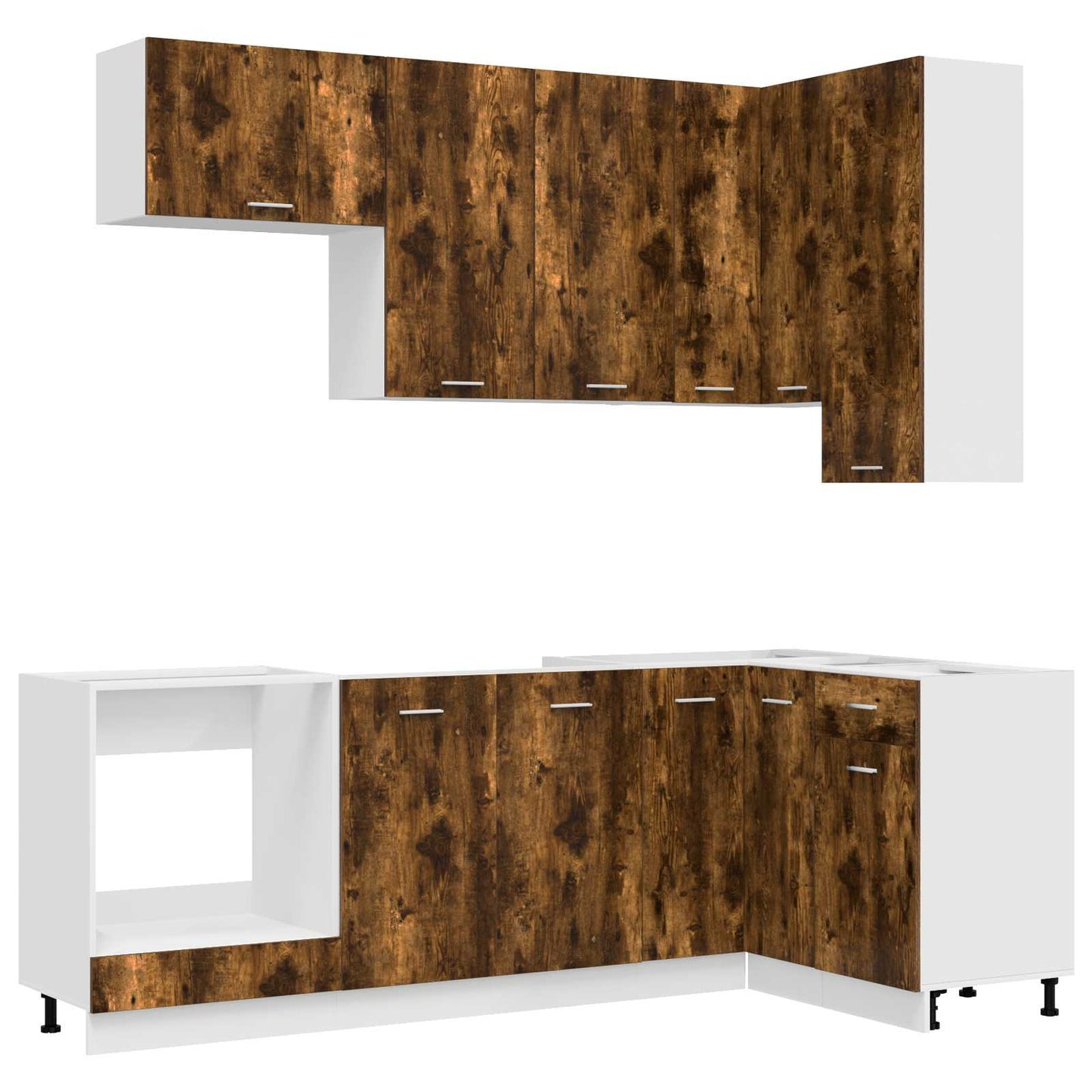 vidaXL Μονάδα κουζίνας LYON 8 pcs Καπνισμένο Ξύλο Δρυός
