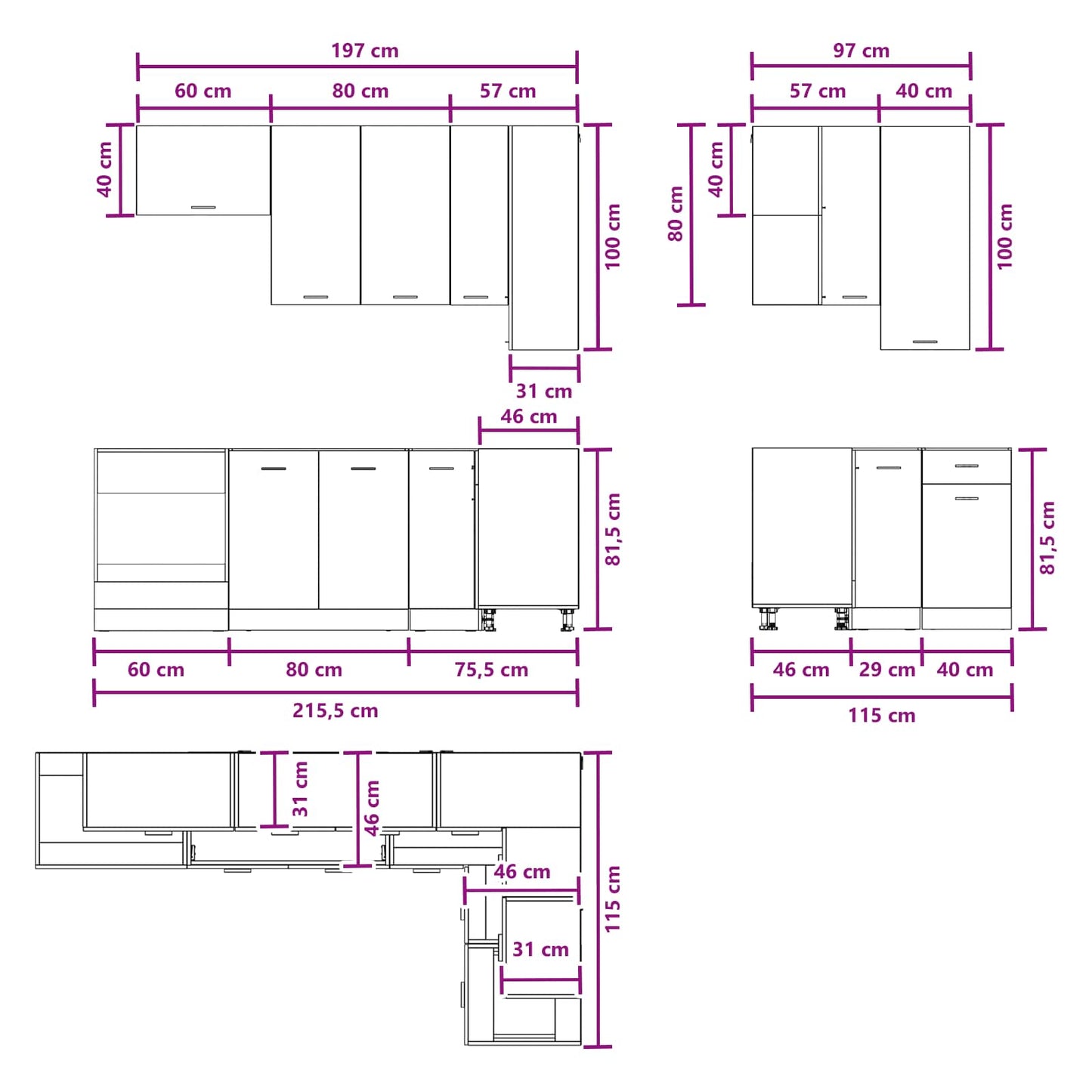 vidaXL Μονάδα κουζίνας LYON 8 pcs Παλαιωμένο ξύλο Επεξεργασμένο Ξύλο