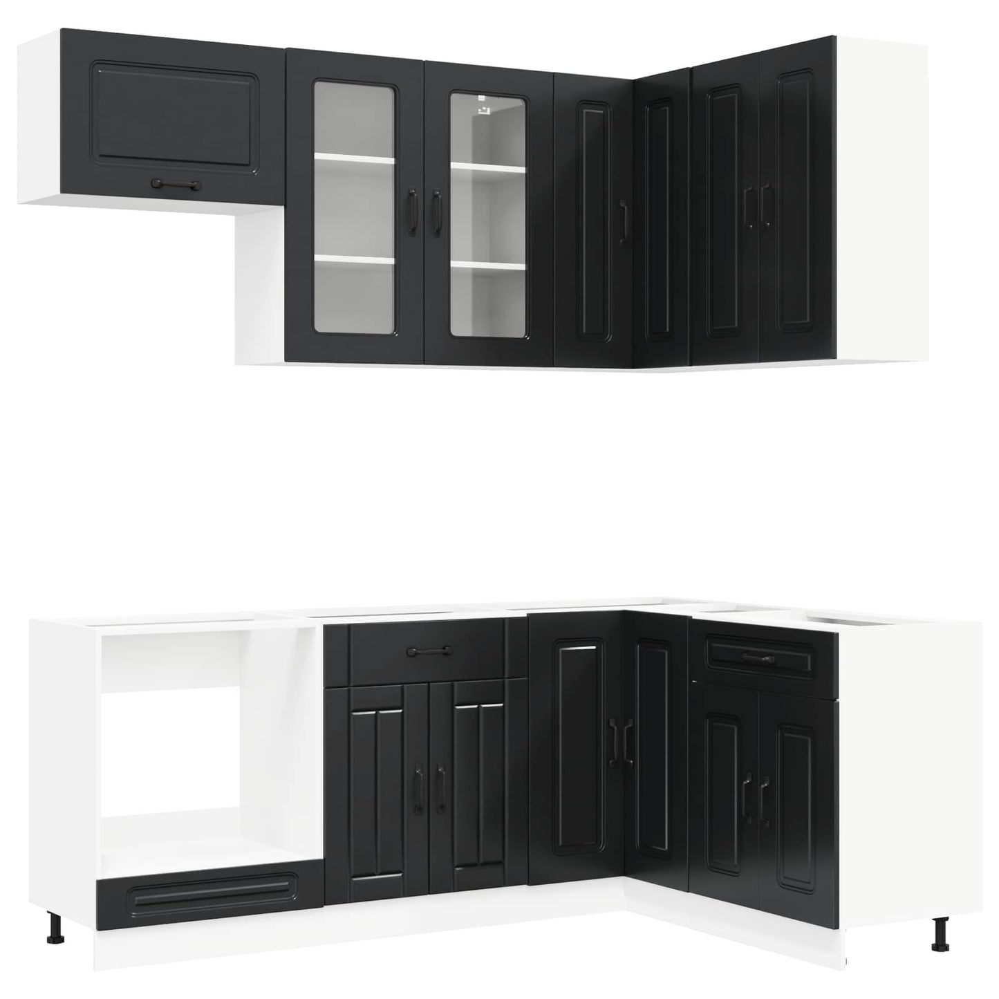 vidaXL Μονάδα κουζίνας KALMAR 8 pcs Μαύρο Επεξεργασμένο Ξύλο