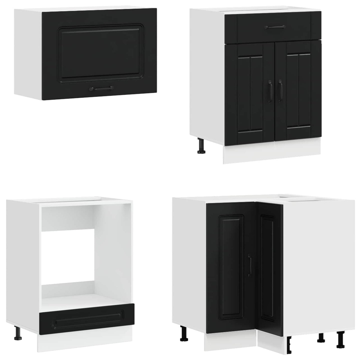 vidaXL Μονάδα κουζίνας KALMAR 8 pcs Μαύρο Επεξεργασμένο Ξύλο